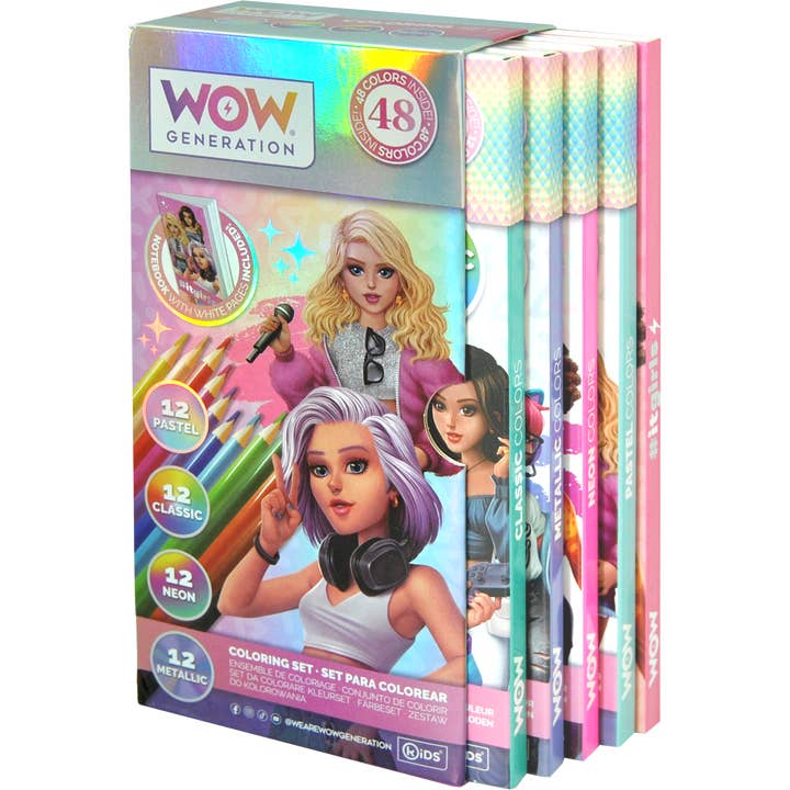 Set de 48 crayons de couleurs et carnet - WOW Generation pour la vente par Kontiki