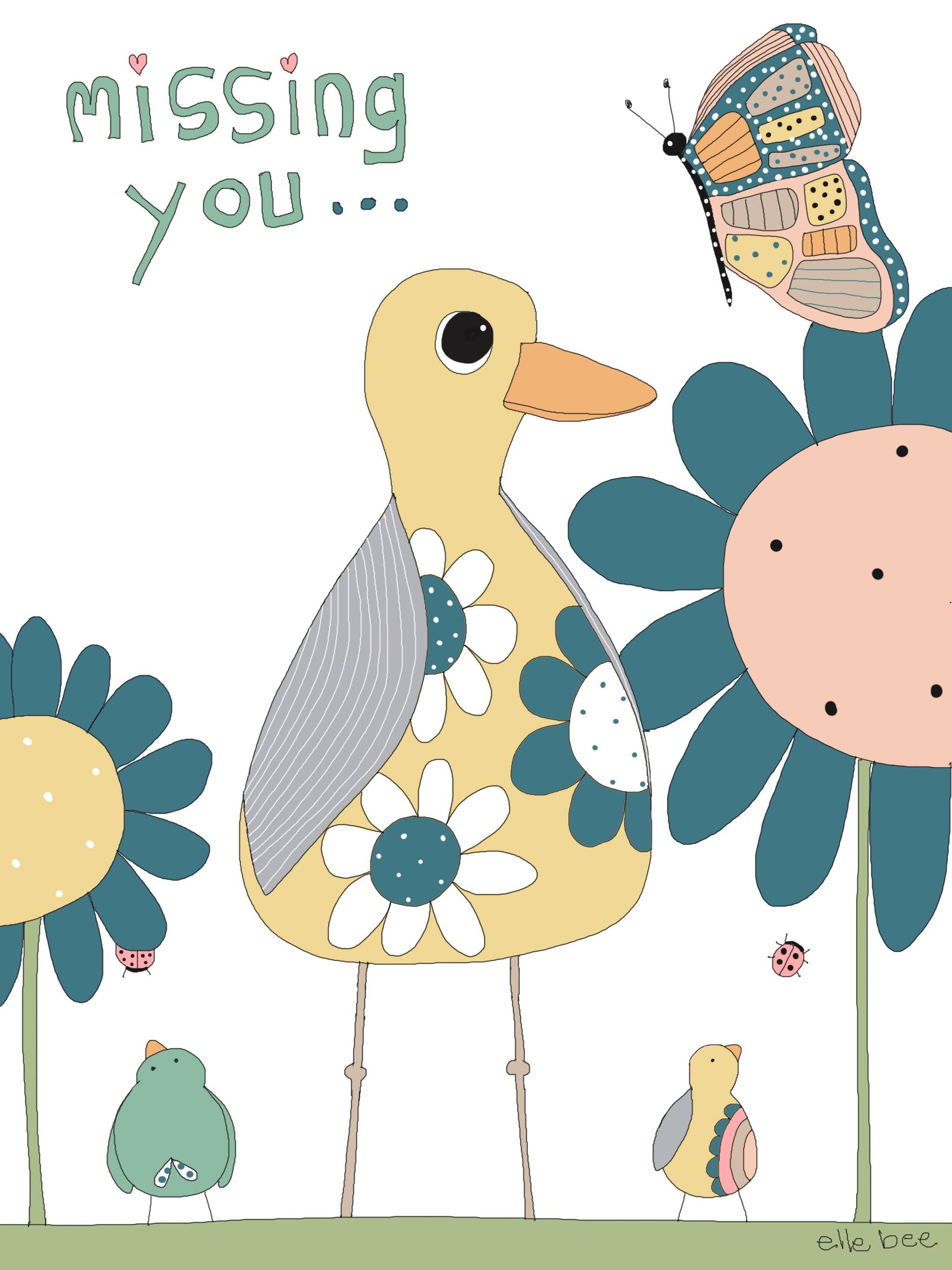 Elle Bee Art Studio - Wholesale Everyday Greeting Card - Greeting card “Missing you”0