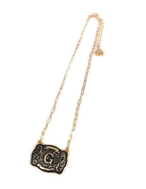 Snowing West - Wholesale Pendant/Charm Necklace - Western Belt Buckle Initial Necklace6