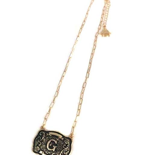 Snowing West - Wholesale Pendant/Charm Necklace - Western Belt Buckle Initial Necklace6