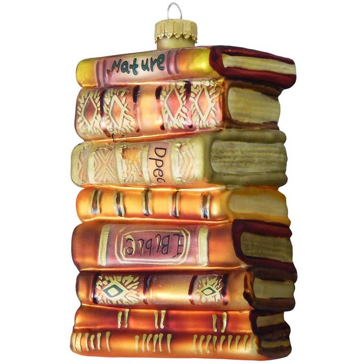 Gerson Christmas by Krebs Glass 4" stack of books ornament. for wholesale by The Gerson Companies