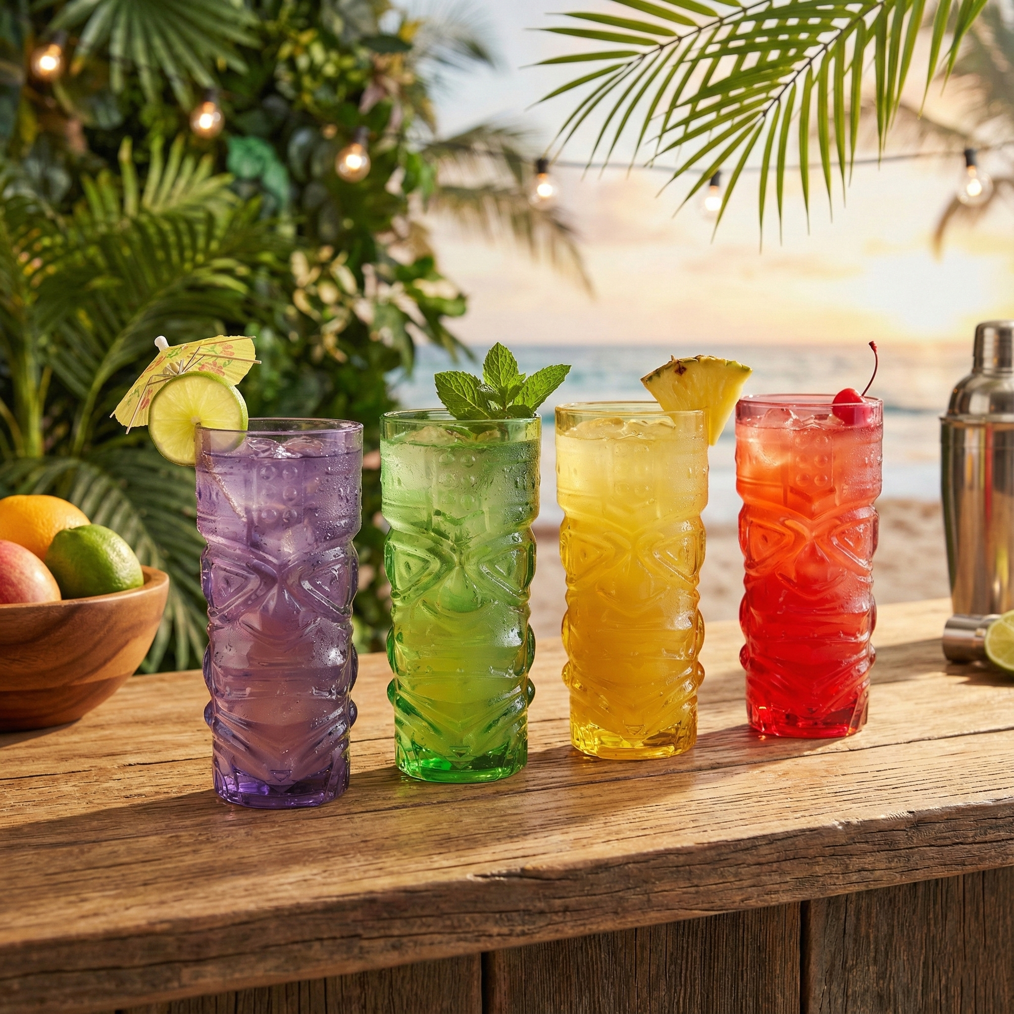 Original Products US/CAN - Vente Verres à cocktail/alcool - Ensemble de 4 verres Tiki Highball de couleur tropicale Bar Bespoke3