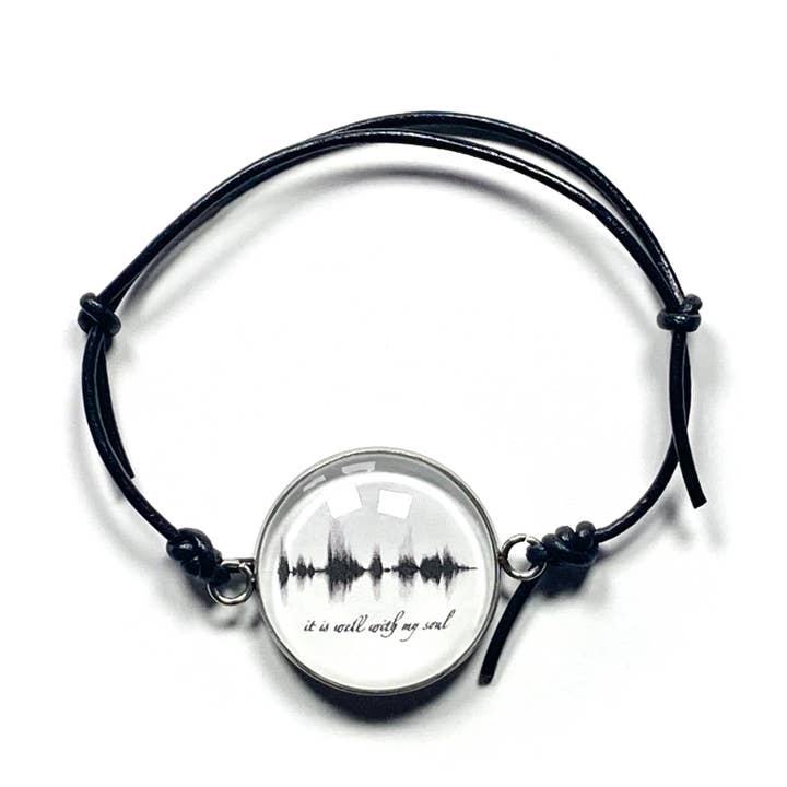 The Soundwave Booth - Wholesale Charm/Dangle Bracelet - Soundwave-It Is Well Leather Christian Charm Bracelet Music