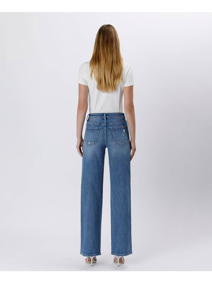 SUPREME TUMMY CONTROL SUPER HIGH RISE BAGGY WIDE JEANS LV1574 for wholesale on Faire