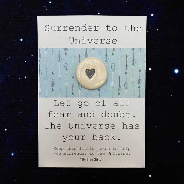 Abandonnez-vous à l'univers... Embrasse de poche pour jetons de poche en céramique pour la vente par By Erin Cards and Gifts Ltd