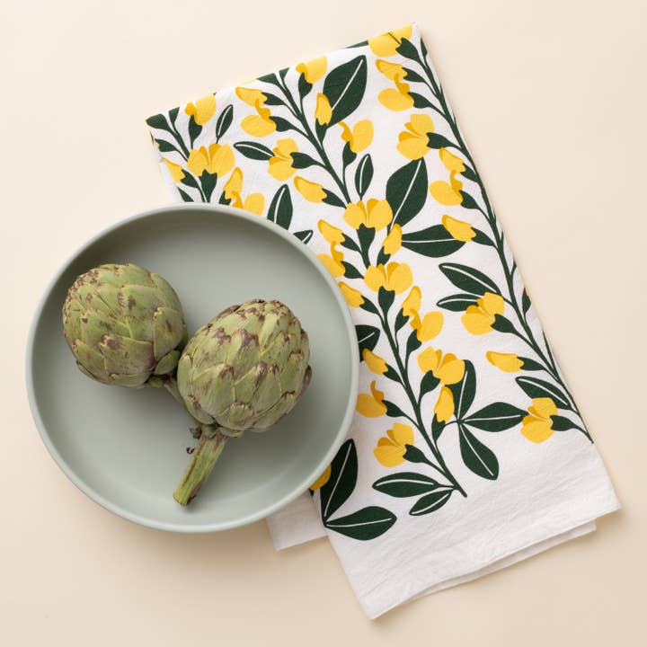 Yellow Flowers Tea Towel | Kitchen Decor for wholesale by HAZELMADE® Tea Towels + Gifts