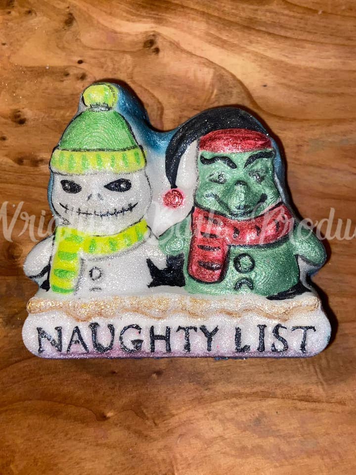 naughty list grinch & Jack Bath Bomb Mould BBHP Exclusive for wholesale by BBHP Moulds