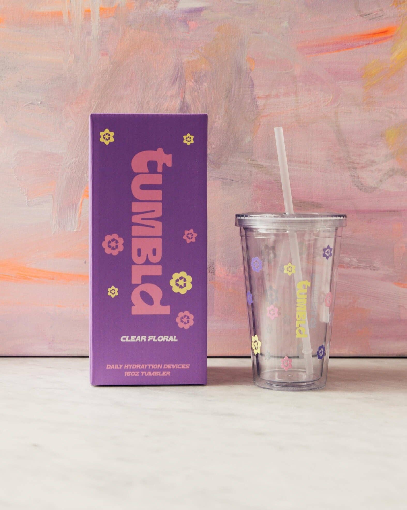 Daily Hydration Insulated Tumbler/ Coffee Cup - Clear Floral for wholesale on Faire1