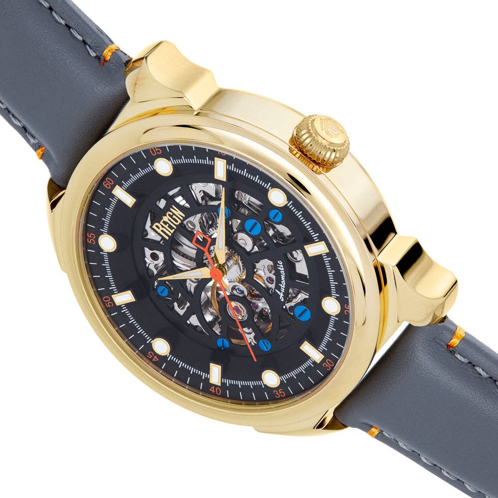 Reign - Wholesale Wrist Watch - Men's - Reign Weston Automatic Leather-Band Skeleton Watch5