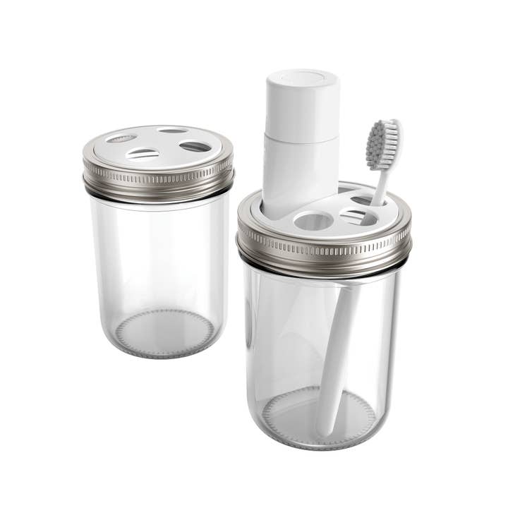 Fox Run Brands - Wholesale Toothpaste - Jarware Toothbrush and Toothpaste Holder Lids for Wide Mouth