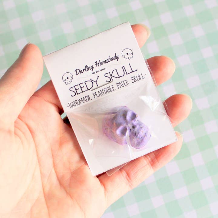 Darling Homebody - Venta al por mayor Semillas de plantas - Calavera de papel plantable morado único con semillas. Flores silvestres.