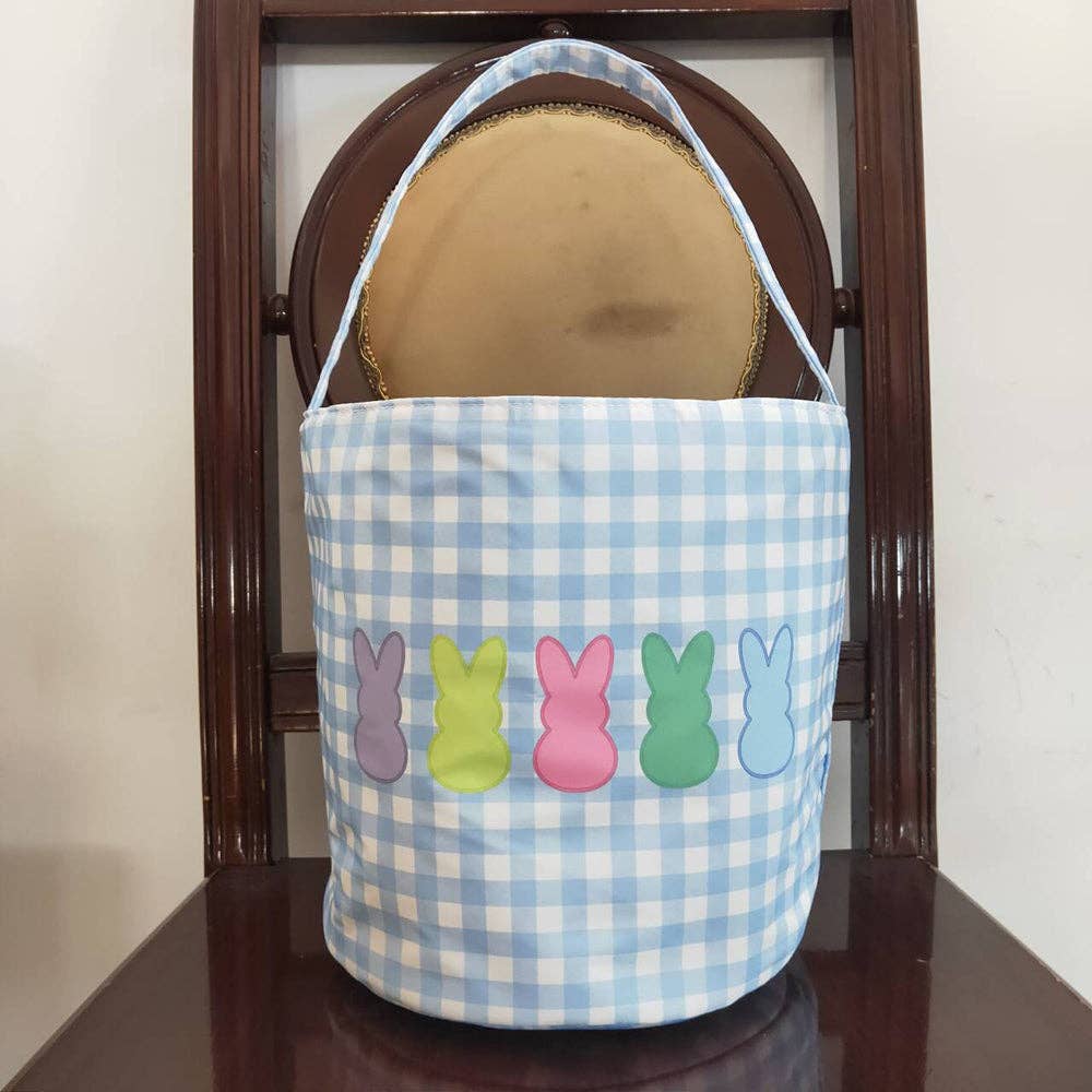 Aier Wholesale - Wholesale Basket - Kids & Baby - Baby Boys Easter Blue Checkered Bunny Basket Bags2
