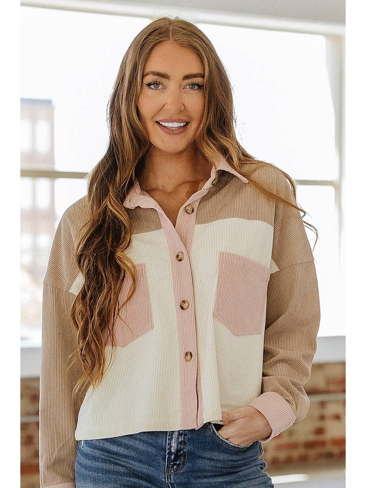 Liam & Company - Wholesale Jacket - Women's - Aileen Color Block Corduroy Jacket | S-XL