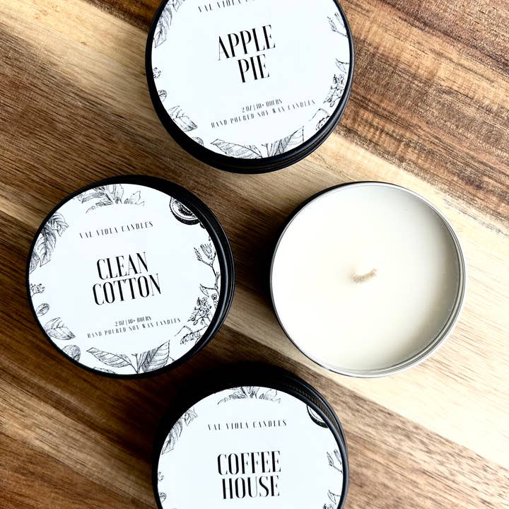 Val Viola Candles - Wholesale Travel Candles - Travel Tin Soy Candle – 2 oz | Mini Aromatherapy Candle2