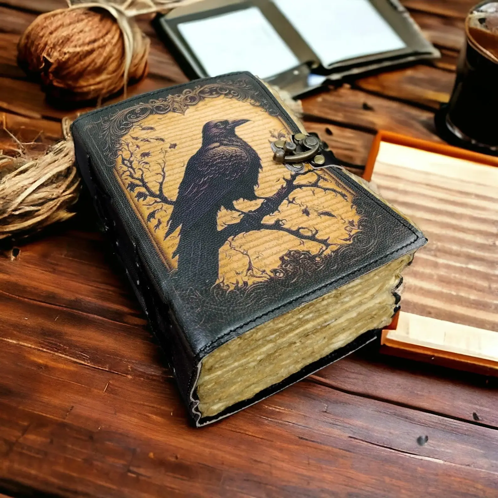 MNM HANDICRAFTS - Wholesale Journal/Diary - Leather Journal Gothic Notebook The Raven Grimoire shadow4