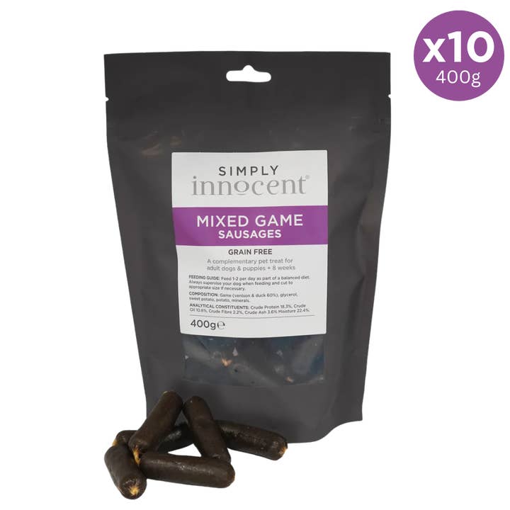 Simply Innocent - Mixed Game Sausages 400g for wholesale by The Innocent Hound