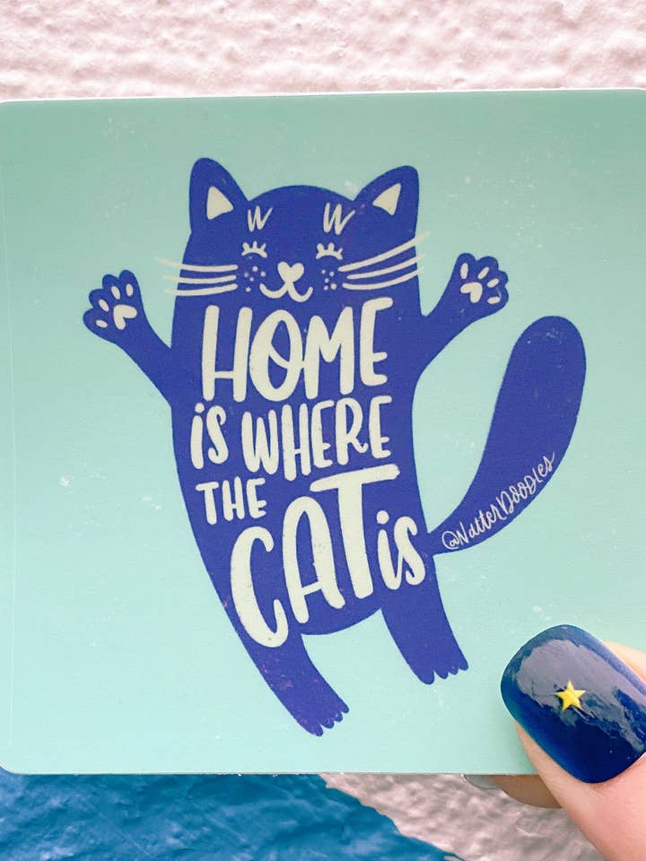 Home Is Where the Cat Is Sticker - Vinyl, Waterproof for wholesale by NatterDoodle