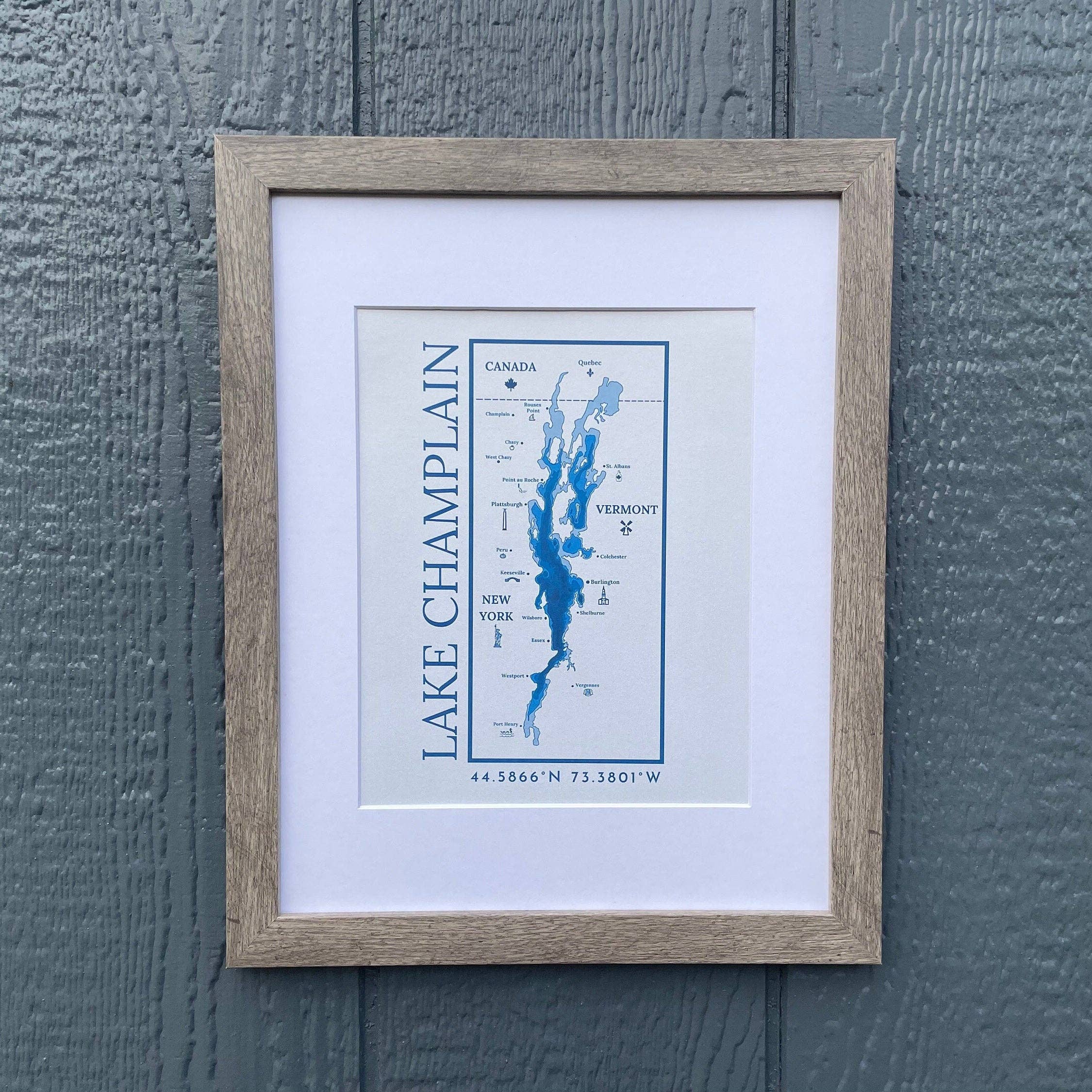 Just Wandering Co. - Wholesale Art Print - Lake Champlain Print Wall Hanging | Plattsburgh, New York | Burlington, Vermont | North Country Gift, Present | Custom Lake |  Upstate NY |2