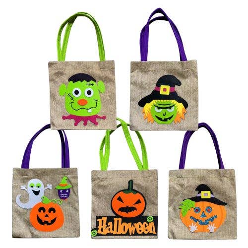 Deluxe Import Trading - Wholesale Tote Bag - Kids - Trick Or Treat Bags 5 Styles 9X14"