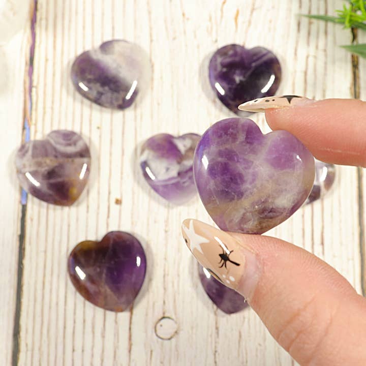 Natures Artifacts Inc - Wholesale Spiritual Stone/Crystal - Amethyst Heart Stones Mini - Amethyst Hearts2