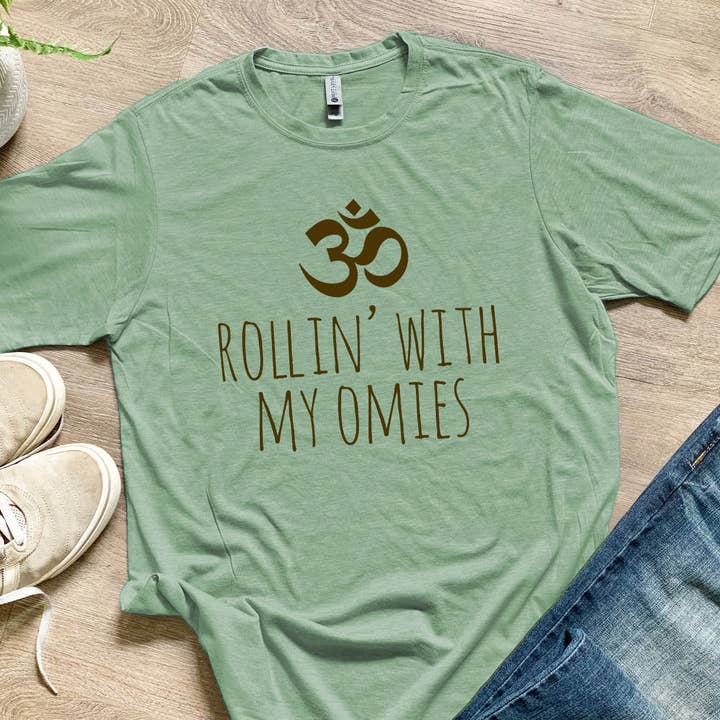 Rollin' With My Omies - Funny Men's Tee - Yoga, Ohm, Namaste for wholesale by Moonlight Makers
