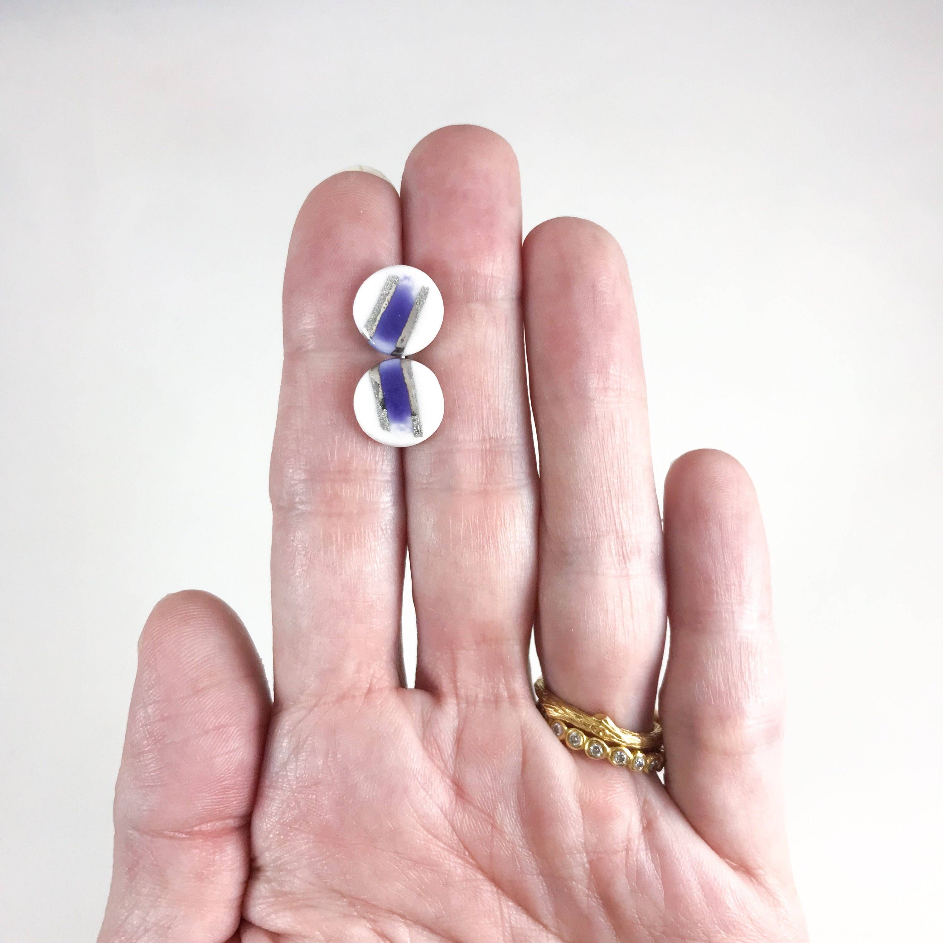 Remnant Studios - Wholesale Stud/Post Earrings - colorful brushed round studs - white gold2