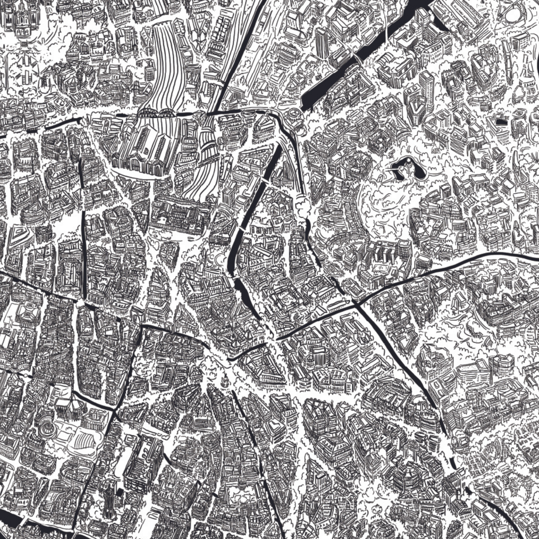 EMILIE ETTORI ILLUSTRATION - Wholesale Art Print - Paris Map Poster1