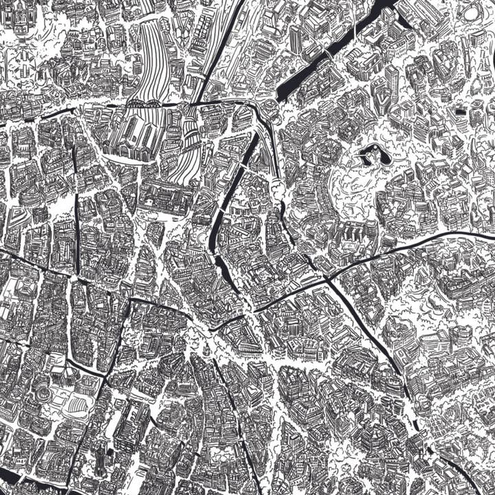 EMILIE ETTORI ILLUSTRATION - Wholesale Art Print - Paris Map Poster1