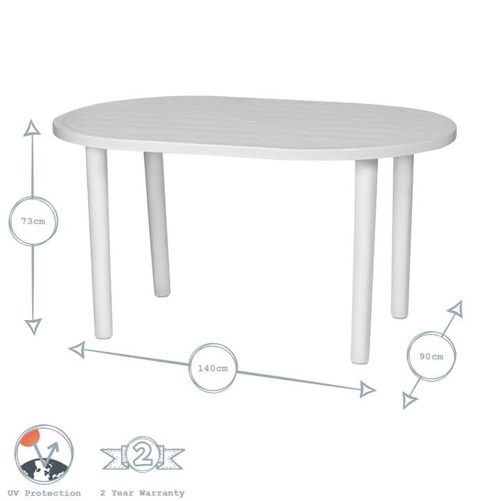 Rinkit Ltd - Wholesale Patio Table - Resol Gala Outdoor Oval Garden Table - White Plastic - 140 x 90cm4