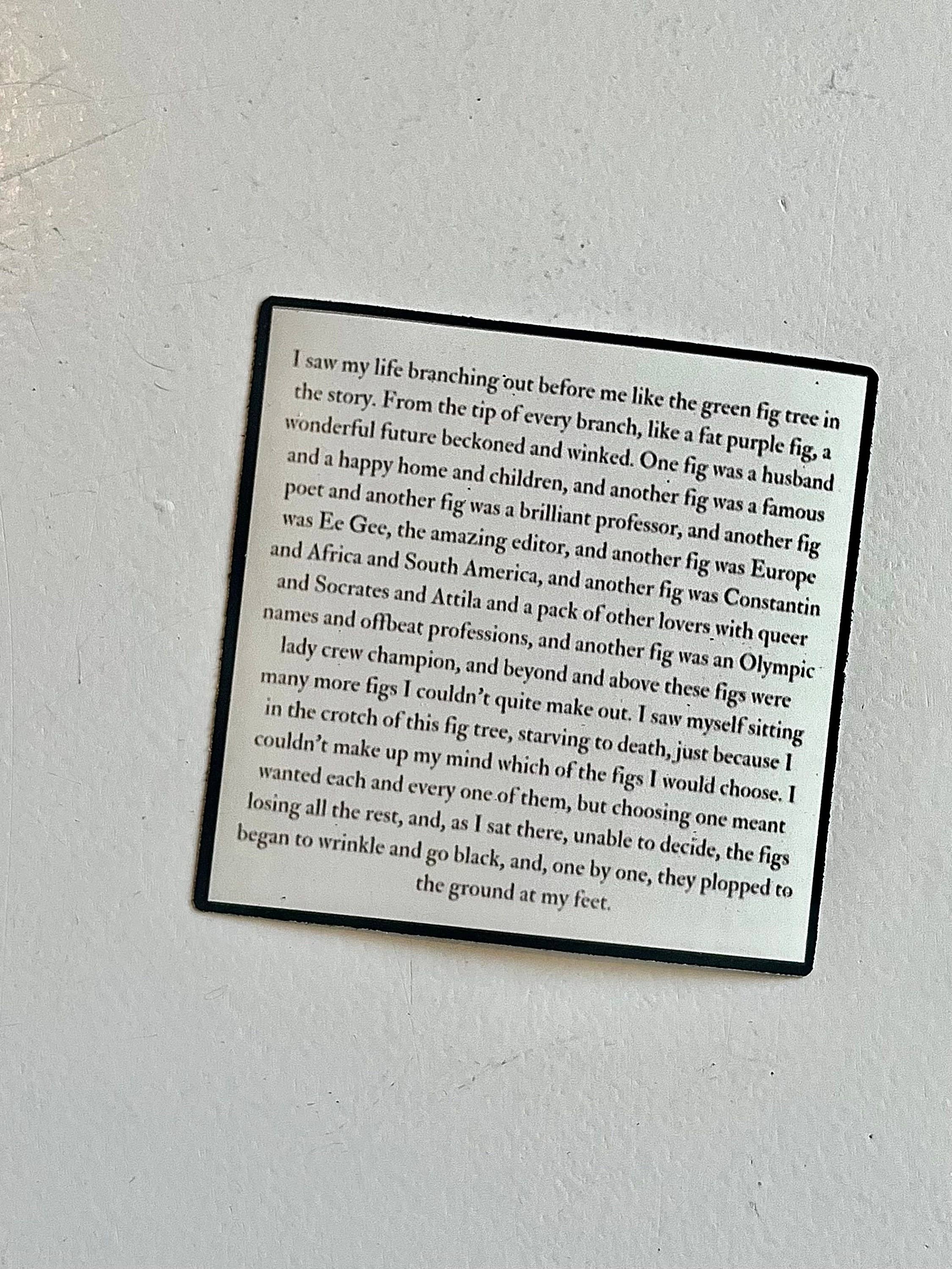 Literary by Ava - Wholesale Sticker - The Bell Jar Sylvia Plath Fig Tree Quote Sticker0