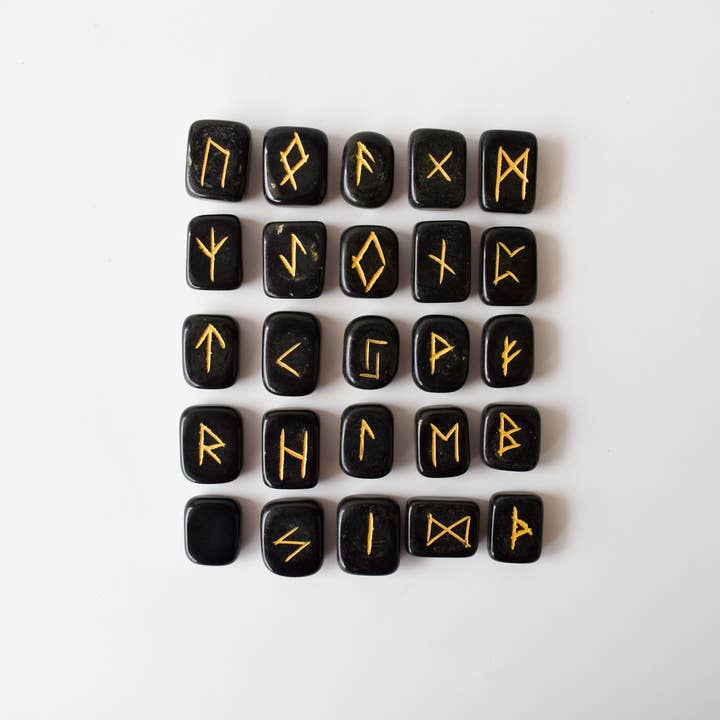 Crystal Rune Set | Black Jasper | Calm, Grounding, Focus for wholesale by Soothing Crystals