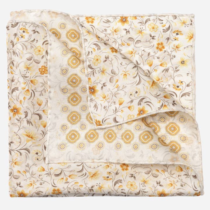 Italo - Double Sided Silk Pocket Square - Yellow for wholesale by Elizabetta Made in Italy USA