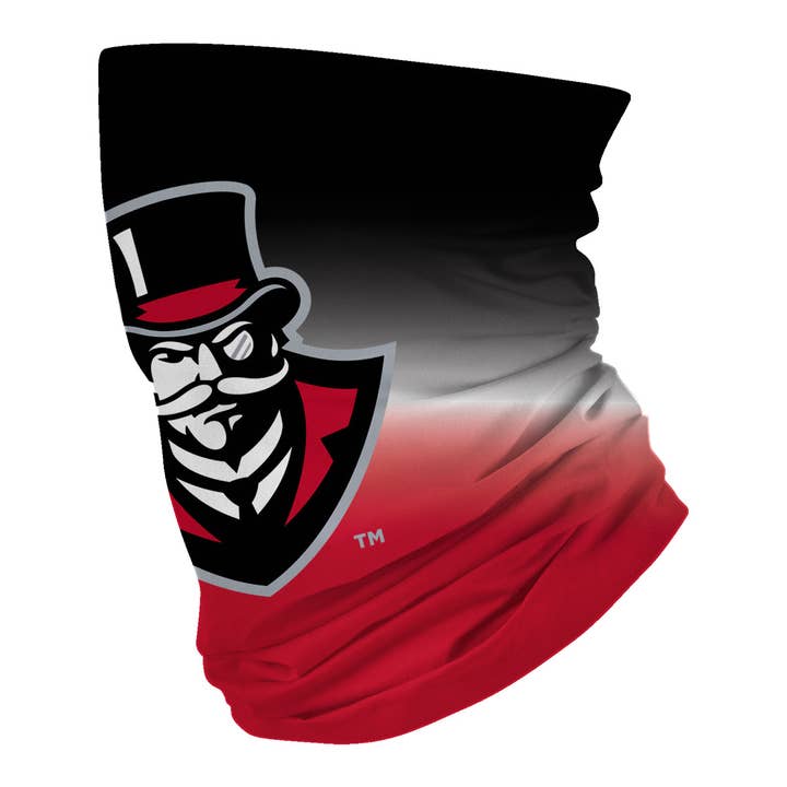 Austin Peay State University Governors Neck Gaiter Degrade Black and Red for wholesale by Vive La Fete