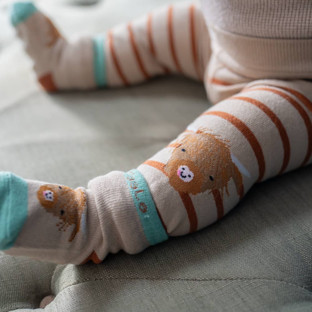 Ziggle Baby – Conjunto de roupa - Bebé por atacado – Conjunto de Leggings e Meias de Bebê Highland Cow9