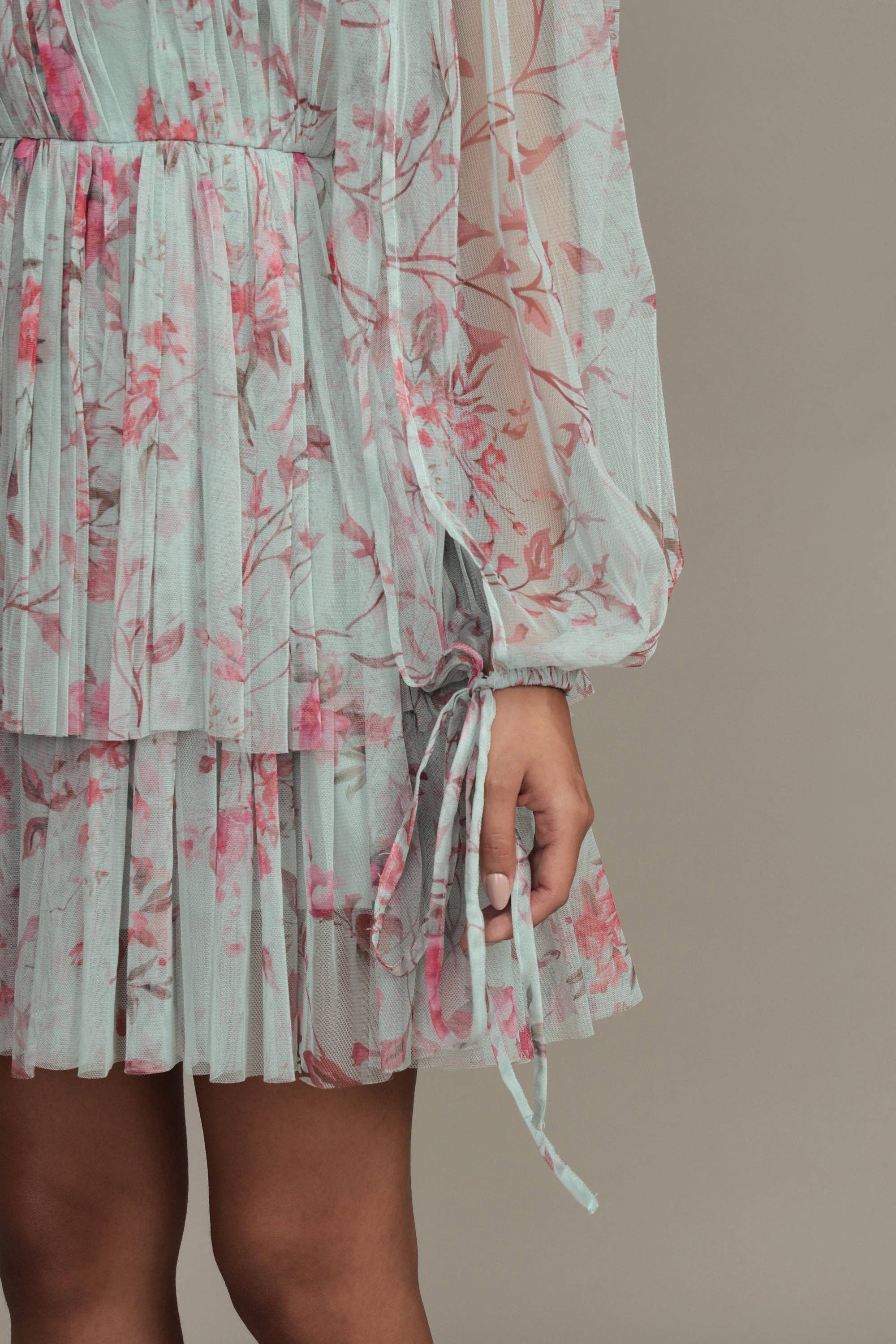 Green Randee Mini Dress in Sage Print for wholesale on Faire10