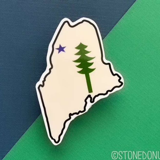 1901 Maine State Flag Vinyl Sticker for wholesale by Stone Donut Design, LLC