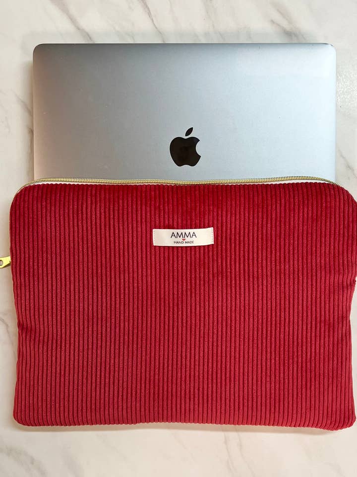 Roter Cord-Samt-Laptop-Hülle für den Großhandel von AMMA