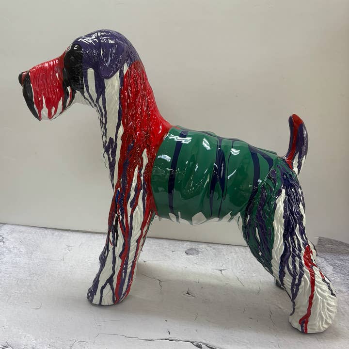 Resin Craft Drip Art Schnauzer Dog Decoration for wholesale by Supreme Housewares