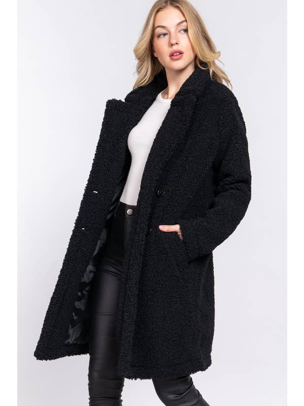 Vanilla Monkey - Wholesale Fur/Faux Fur Coat - Women's - Long Sleeve Double Breasted Faux Fur Teddy Coat