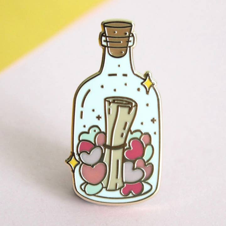 Message in a Bottle Enamel Pin for wholesale by Occasionalish