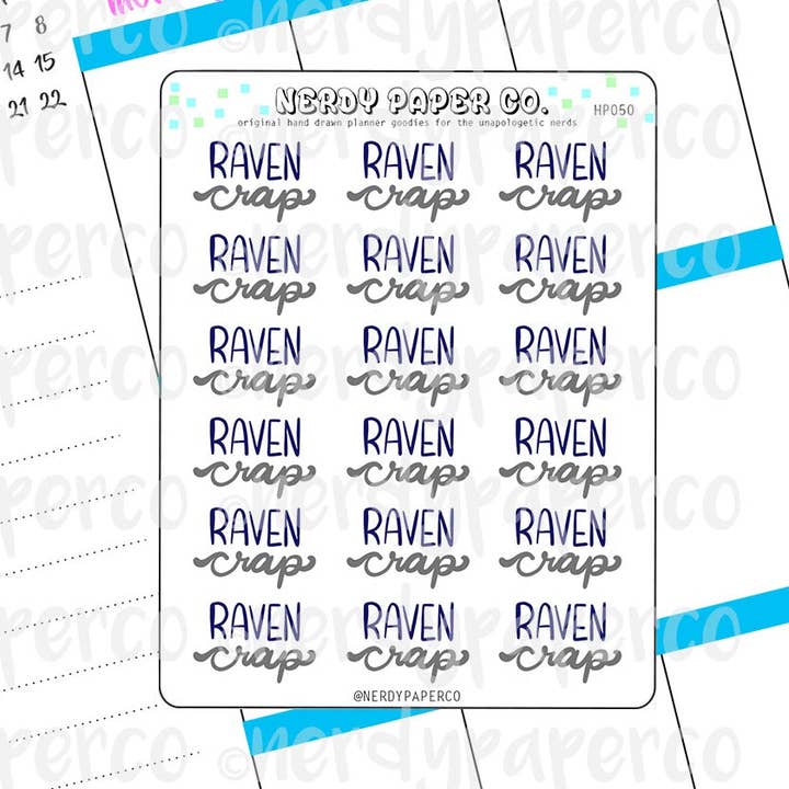 RAVENCRAP - Adesivi per pianificatori di case magiche disegnati a mano - HP050 per la vendita all'ingrosso da parte di NERDY PAPER CO.