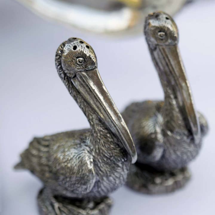 Pewter Pelicans Salt & Pepper Set for wholesale by Vagabond House
