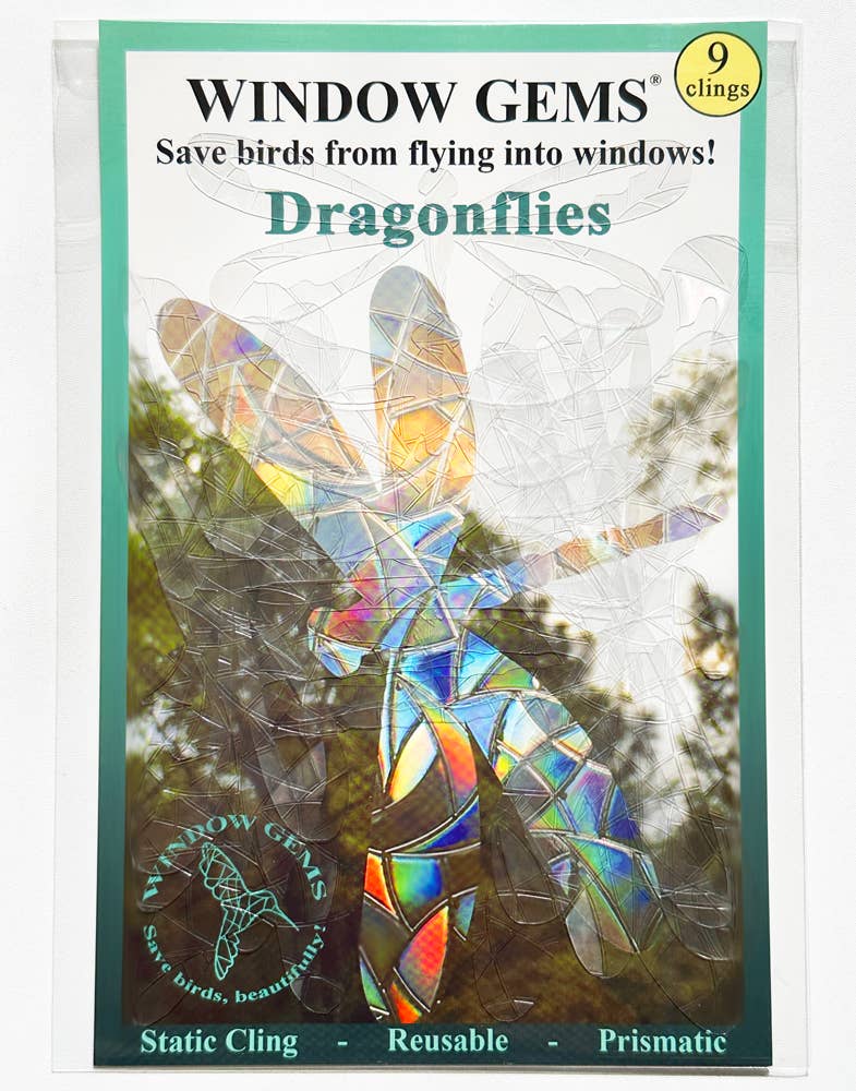 Window Gems - Wholesale Suncatcher - Dragonfly Window Clings - Bird Strike Warning Decals - Prism4