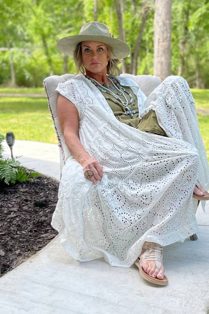 Jaded Gypsy – wholesale Dress – Women's – New Beginnings Eyelet Dress - Parchment0