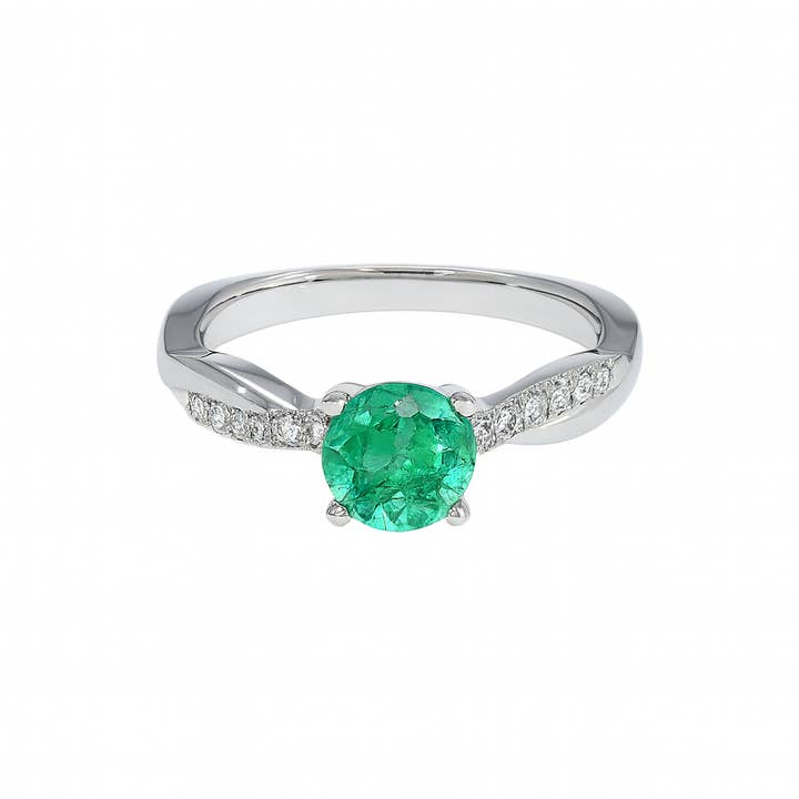 GEMPARA - Wholesale Multi-Stone Ring - SIera Zambian Emerald Round cut Ring in 925 Sterling Silver