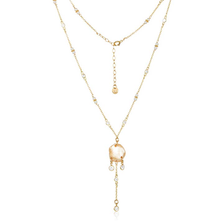 Keshi Pearl with CZ Necklace for wholesale by Mabel Chong