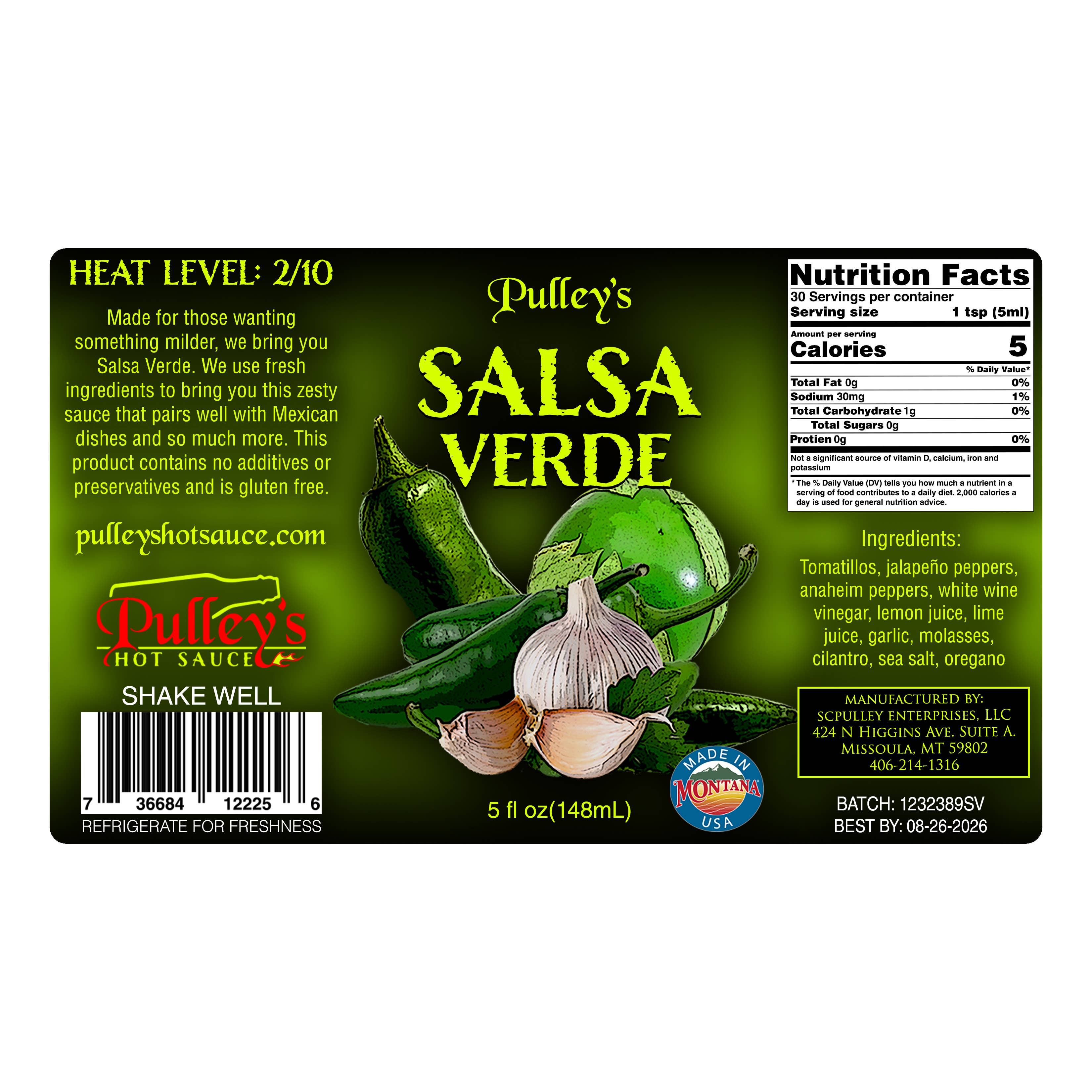 Pulley's Hot Sauce - Wholesale Hot Sauce - Salsa Verde2