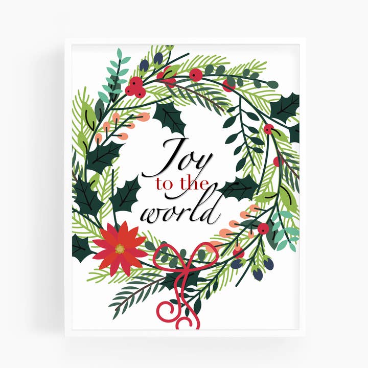 Joy To The World Holiday Wreath | Art Print for wholesale by Scripture and Grace