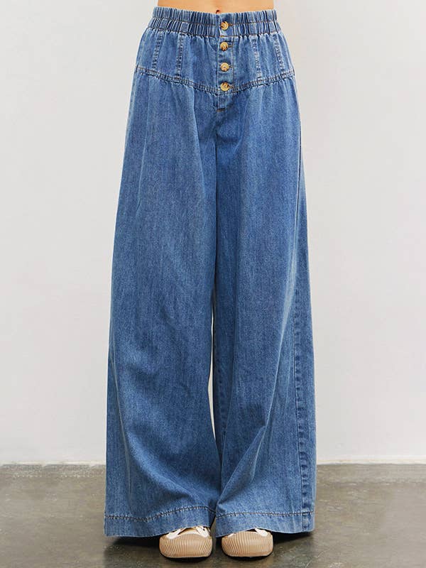 High Waist Wide Leg Denim Pants for wholesale by Hope & Sunshine