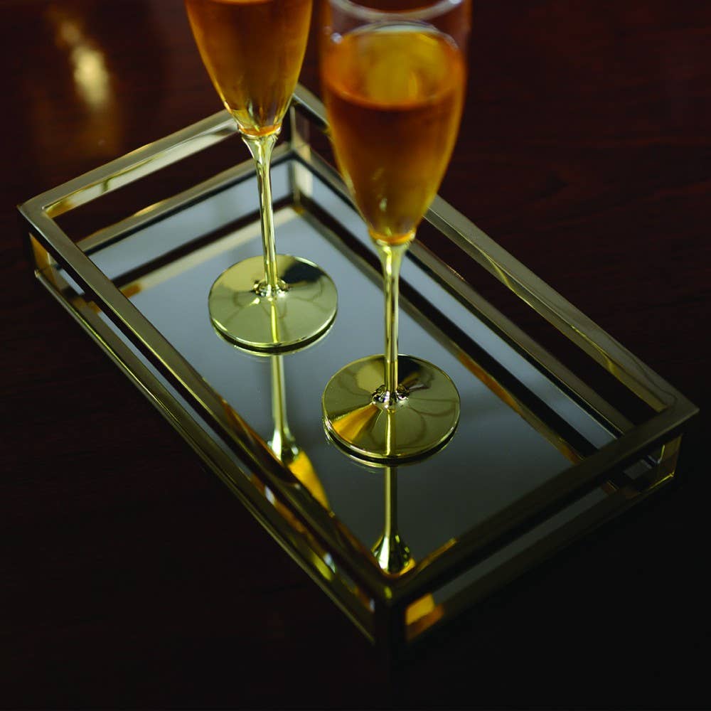 AULICA – wholesale Champagneglas – Set med 2 champagneglas med metallstjälkar i guldplätering2